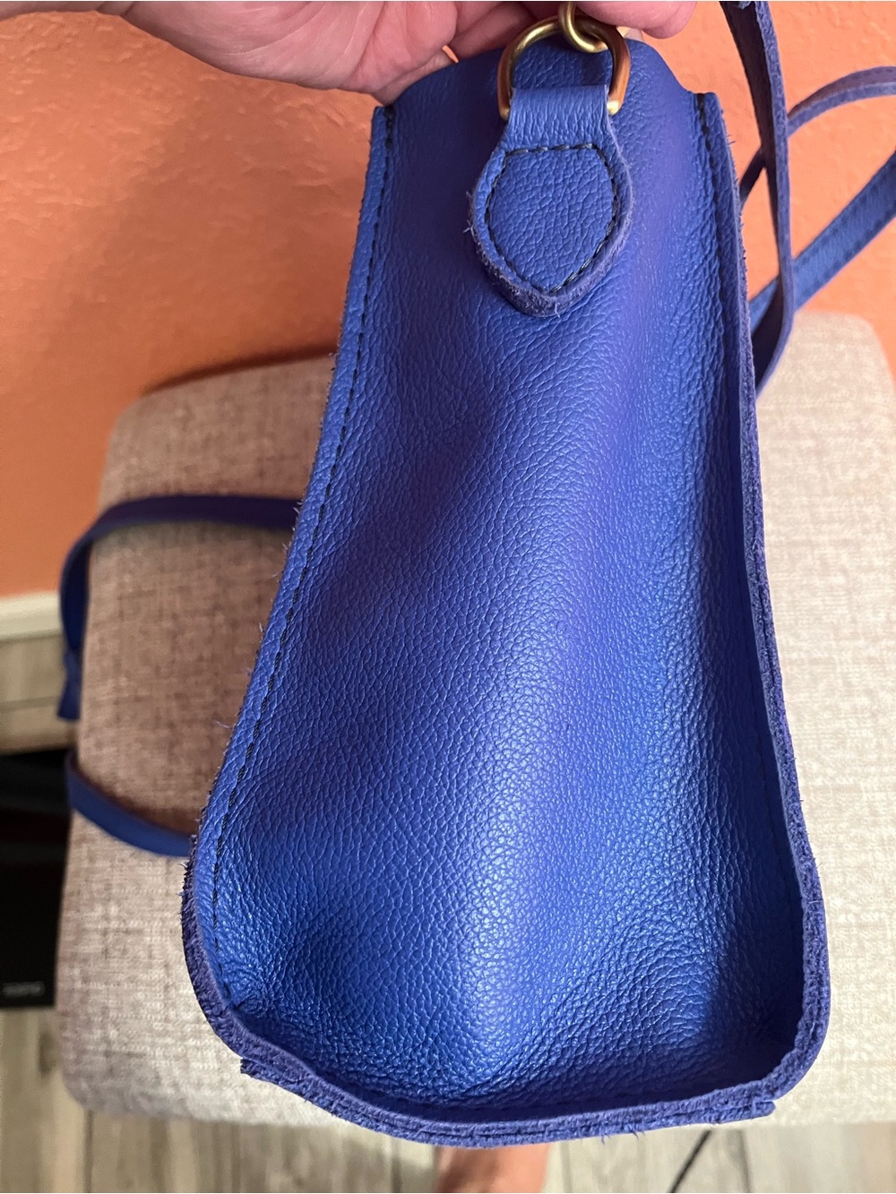 Portland Leather Royal Blue Satchel with purse liner included - Picture 3 of 8